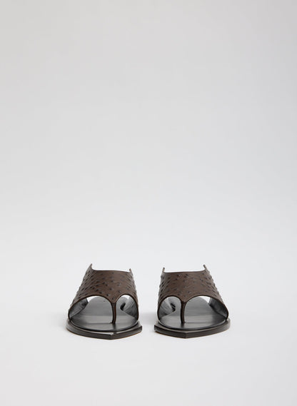 Ostrich Print Gerard Sandal Dark Brown - Tibi