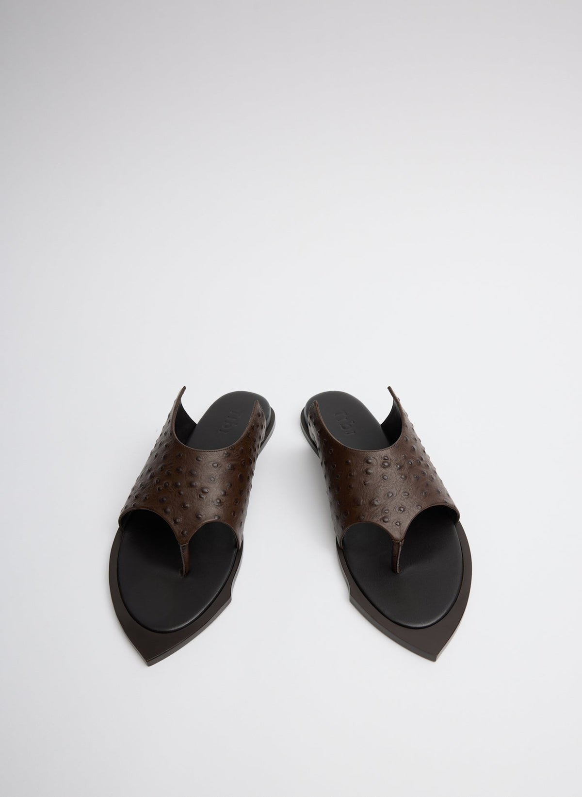 Ostrich Print Gerard Sandal Dark Brown - Tibi
