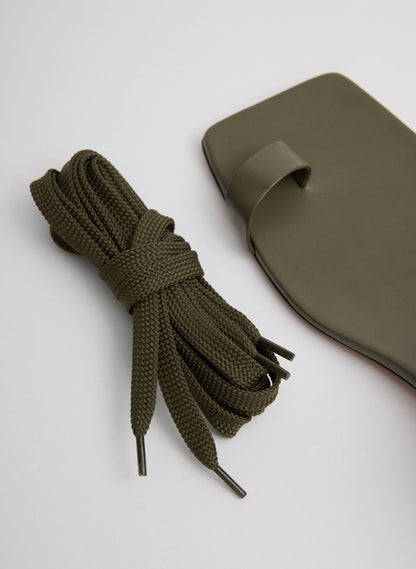 Ali Lace-Up Short Sandal Army Green - Tibi