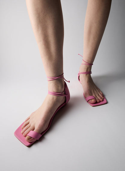 Ali Lace-Up Short Sandal Pink - Tibi