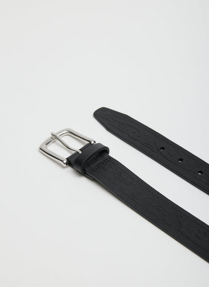 Classic Men's Tooled Leather Belt Black - Tibi