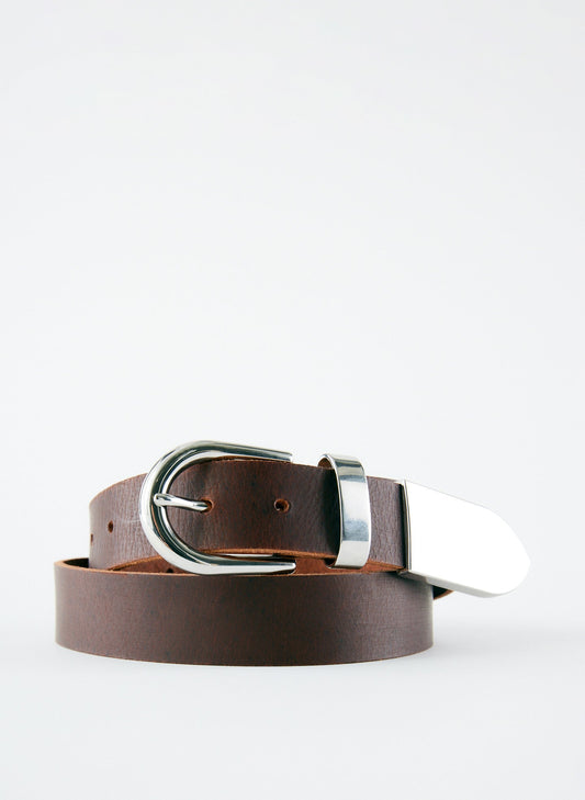 Carlos Leather Belt Dark Brown - Tibi