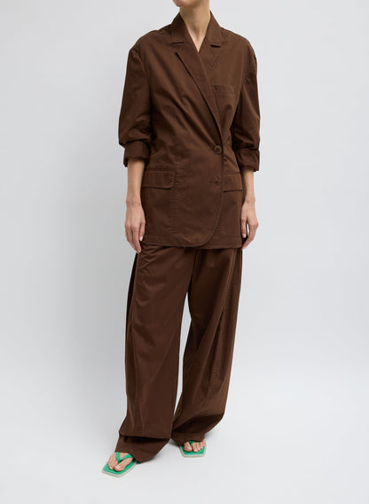 Garment Dyed Silky Cotton Liam Blazer Brown - Tibi