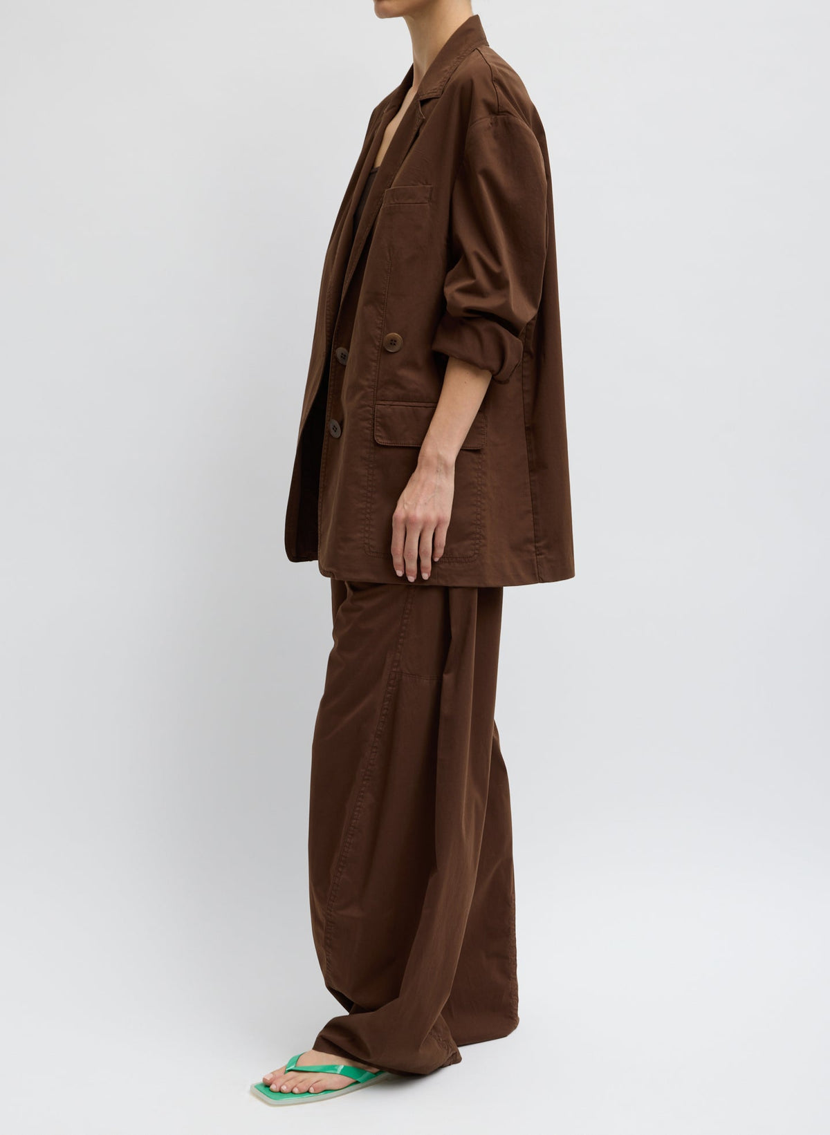 Garment Dyed Silky Cotton Liam Blazer Brown - Tibi