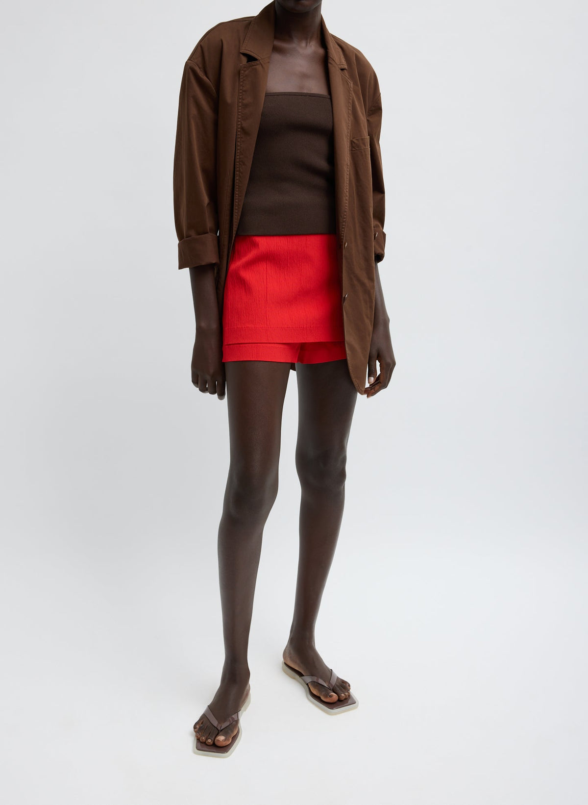 Garment Dyed Silky Cotton Liam Blazer Brown - Tibi