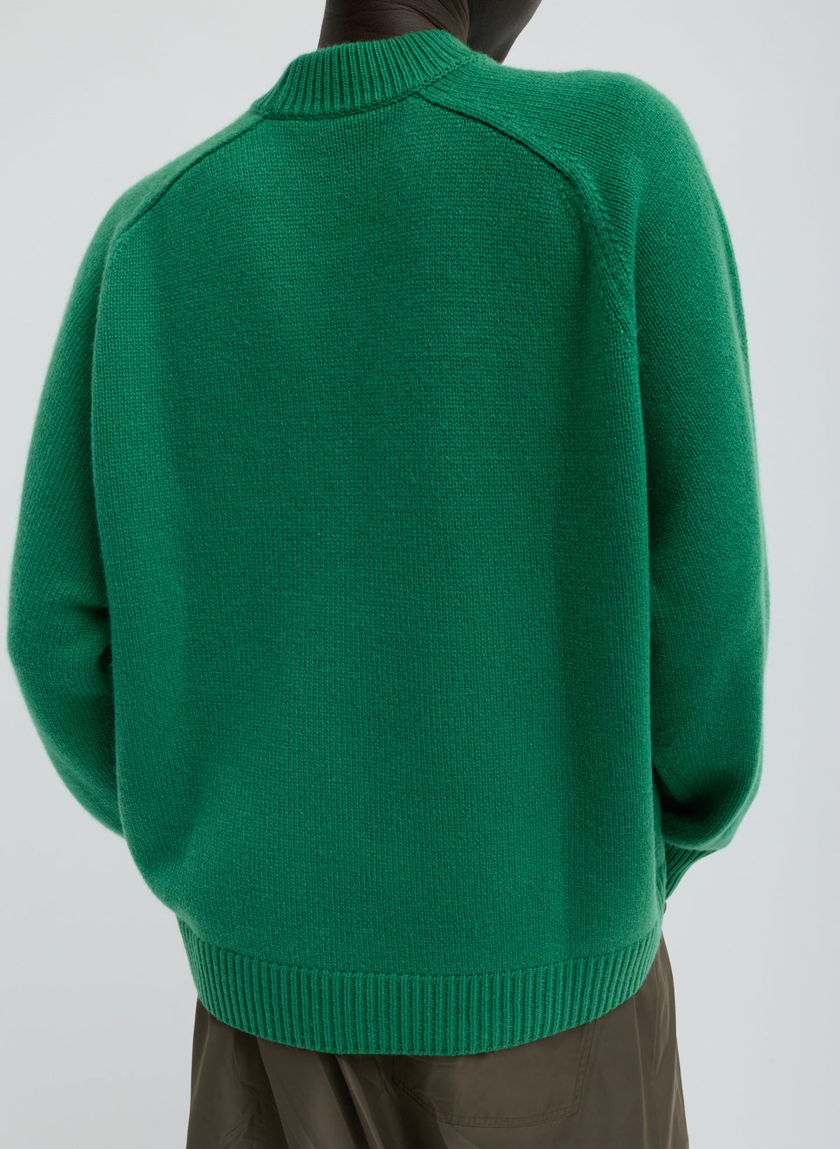 Cashmere Crewneck Oversized Pullover Sweater Green - Tibi