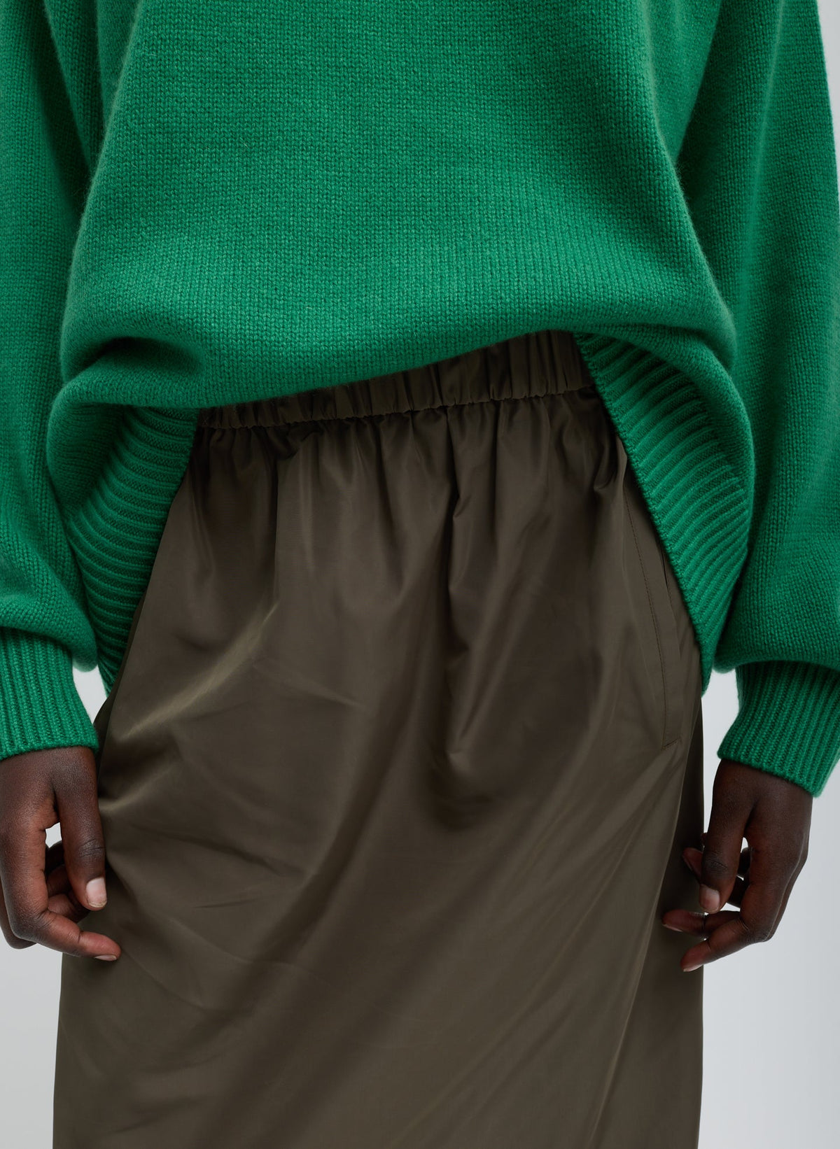 Cashmere Crewneck Oversized Pullover Sweater Green - Tibi