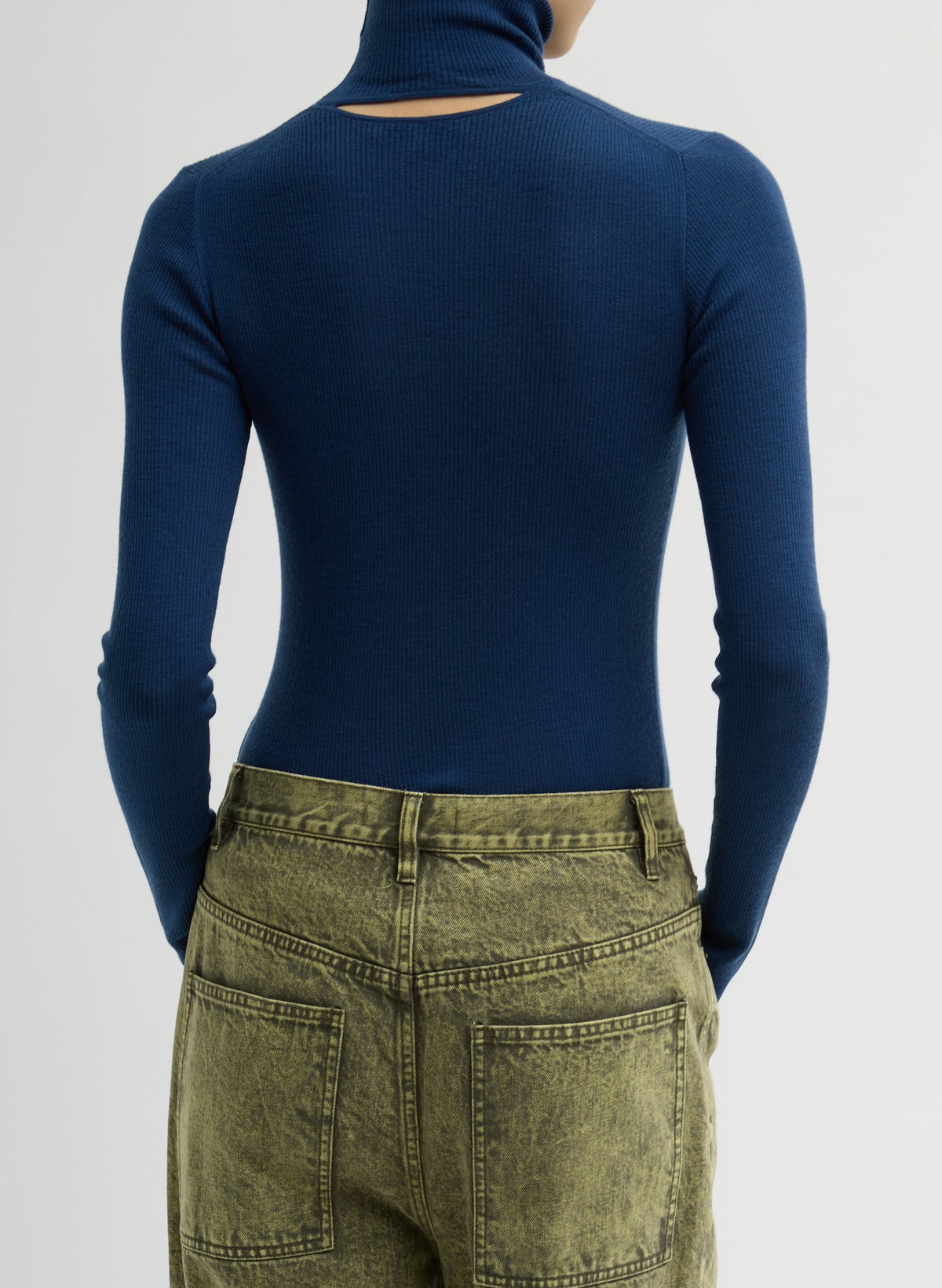 Featherweight Ribbed Sweater Turtleneck Pullover Seal Blue - Tibi