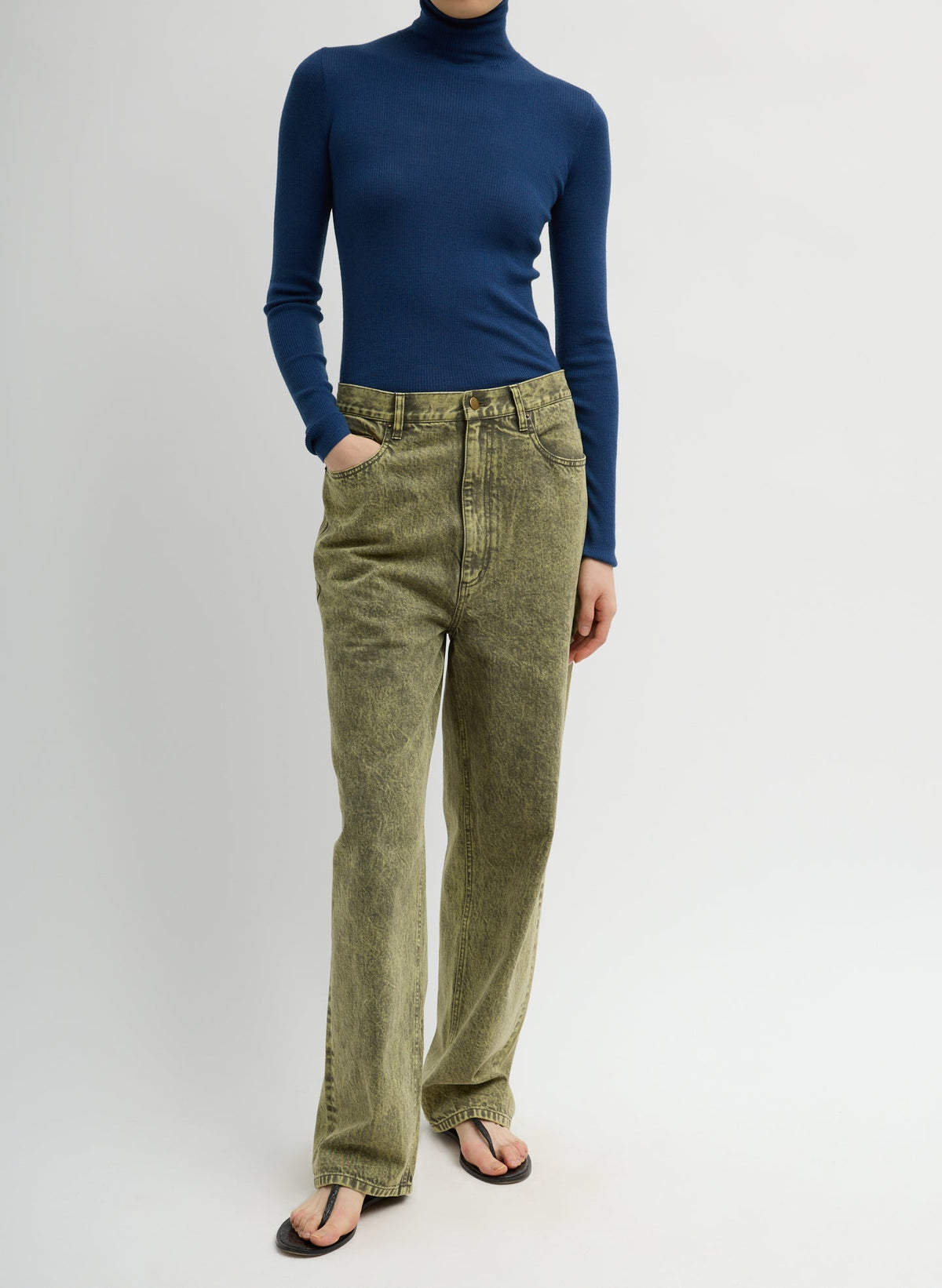 Featherweight Ribbed Sweater Turtleneck Pullover Seal Blue - Tibi