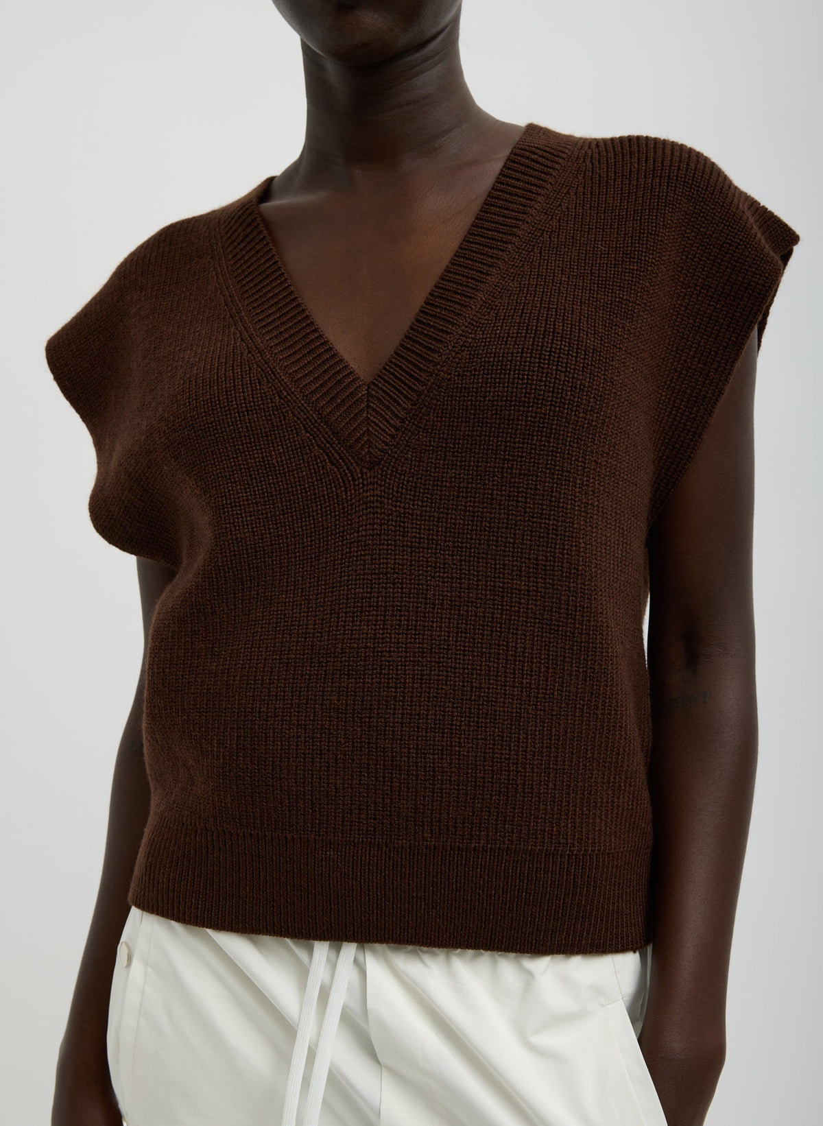 Cardigan Stitch Sweater Vest With Removable Dickie Brown - Tibi