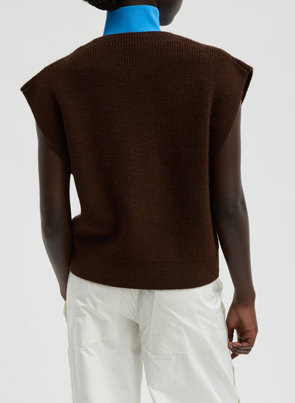 Cardigan Stitch Sweater Vest With Removable Dickie Brown - Tibi