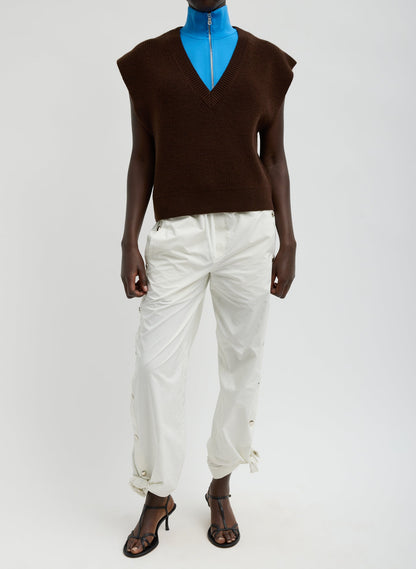 Cardigan Stitch Sweater Vest With Removable Dickie Brown - Tibi