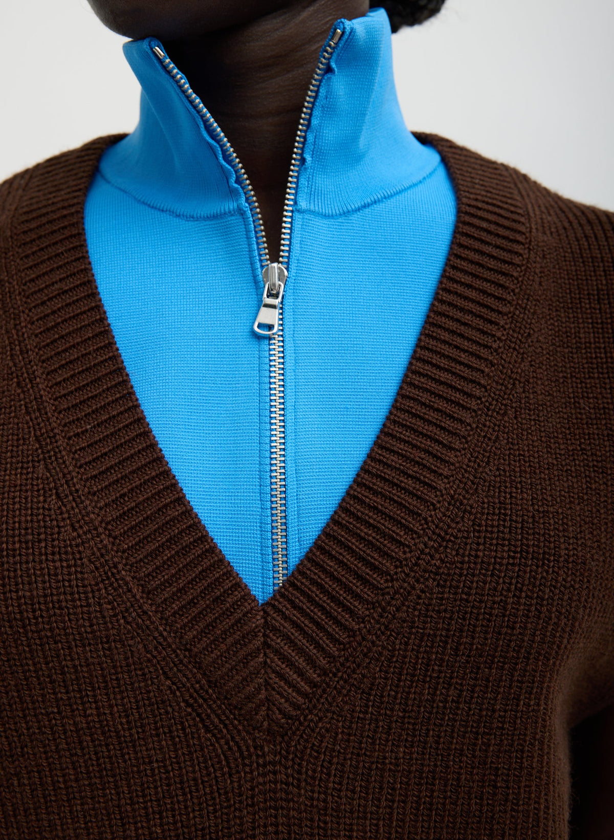 Cardigan Stitch Sweater Vest With Removable Dickie Brown - Tibi