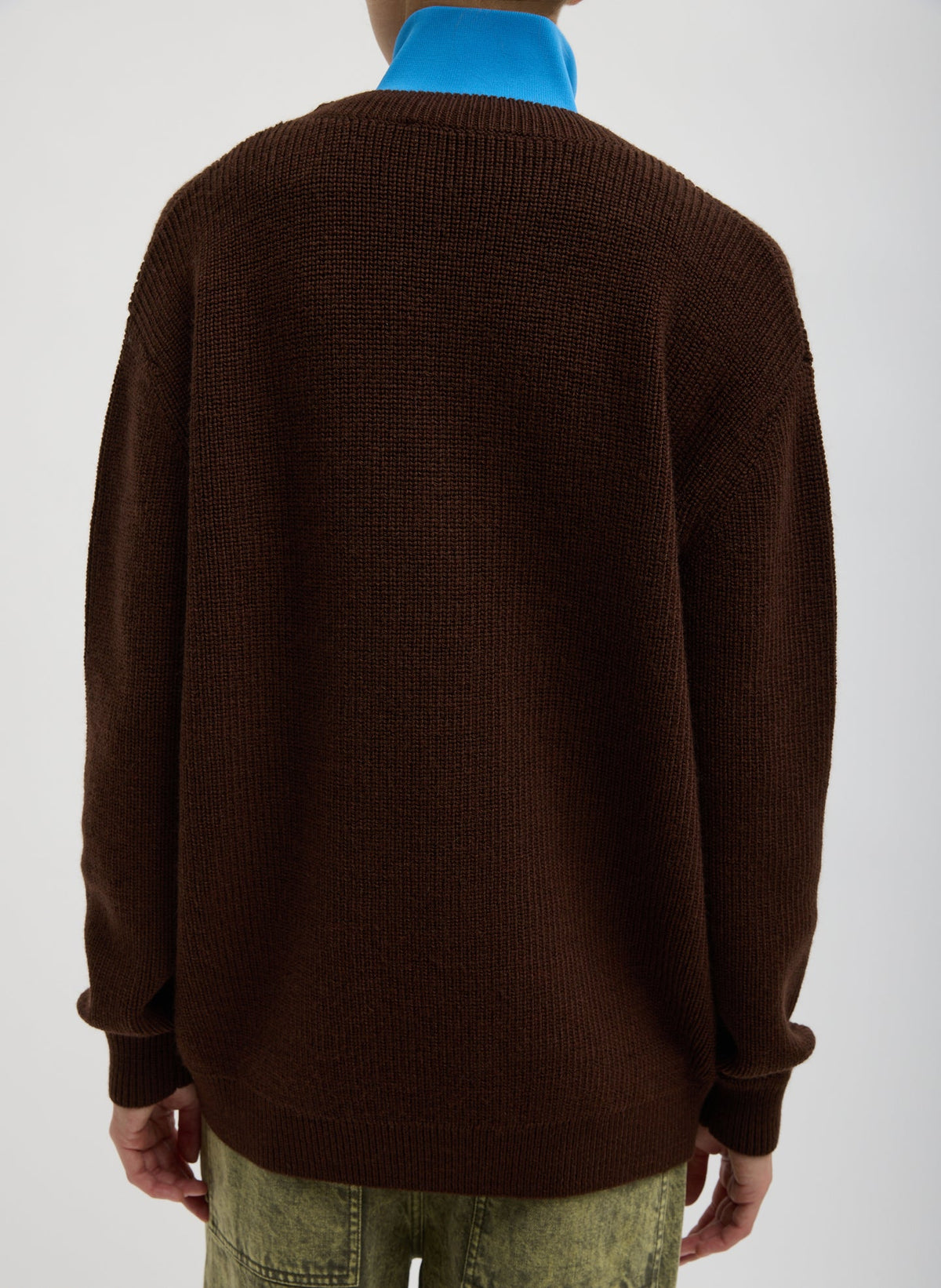 Cardigan Stitch V-Neck With Removable Dickie Brown - Tibi