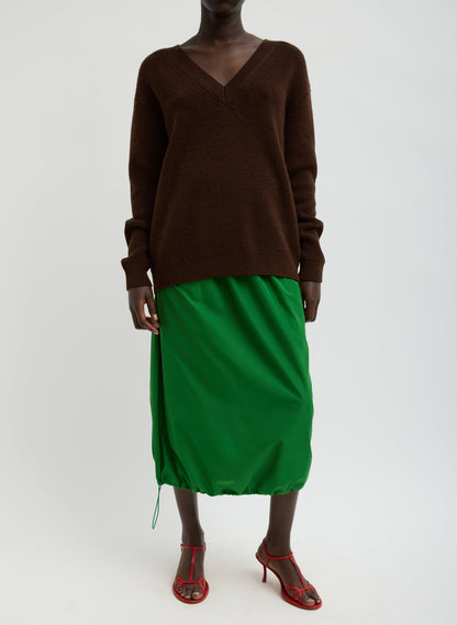 Cardigan Stitch V-Neck With Removable Dickie Brown - Tibi