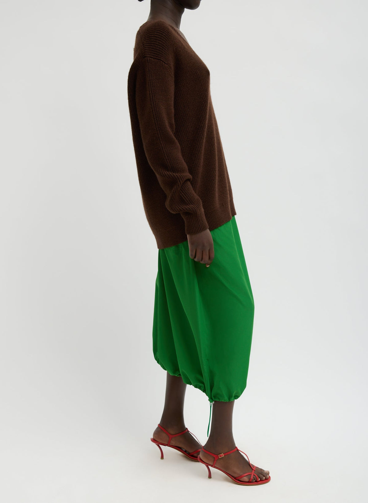 Cardigan Stitch V-Neck With Removable Dickie Brown - Tibi