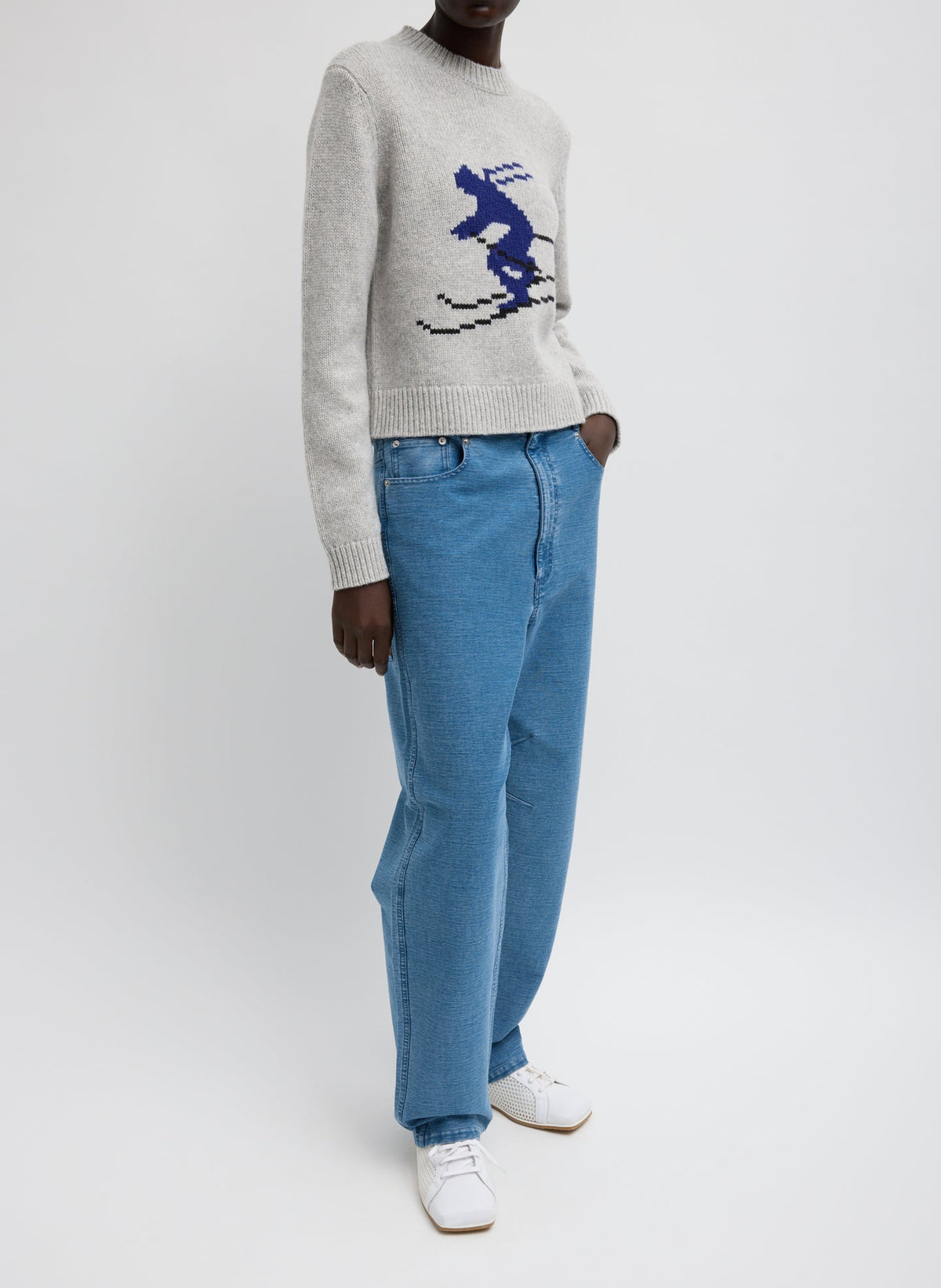 Soft Wool Ski Shrunken Sweater Heather Grey Multi - Tibi