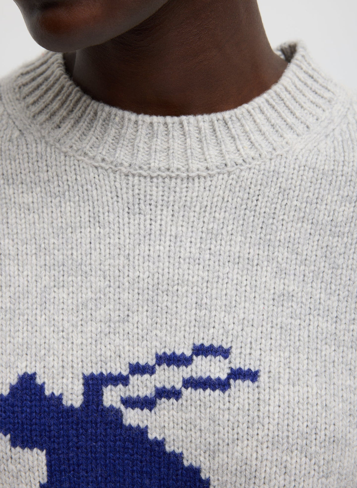 Soft Wool Ski Shrunken Sweater Heather Grey Multi - Tibi