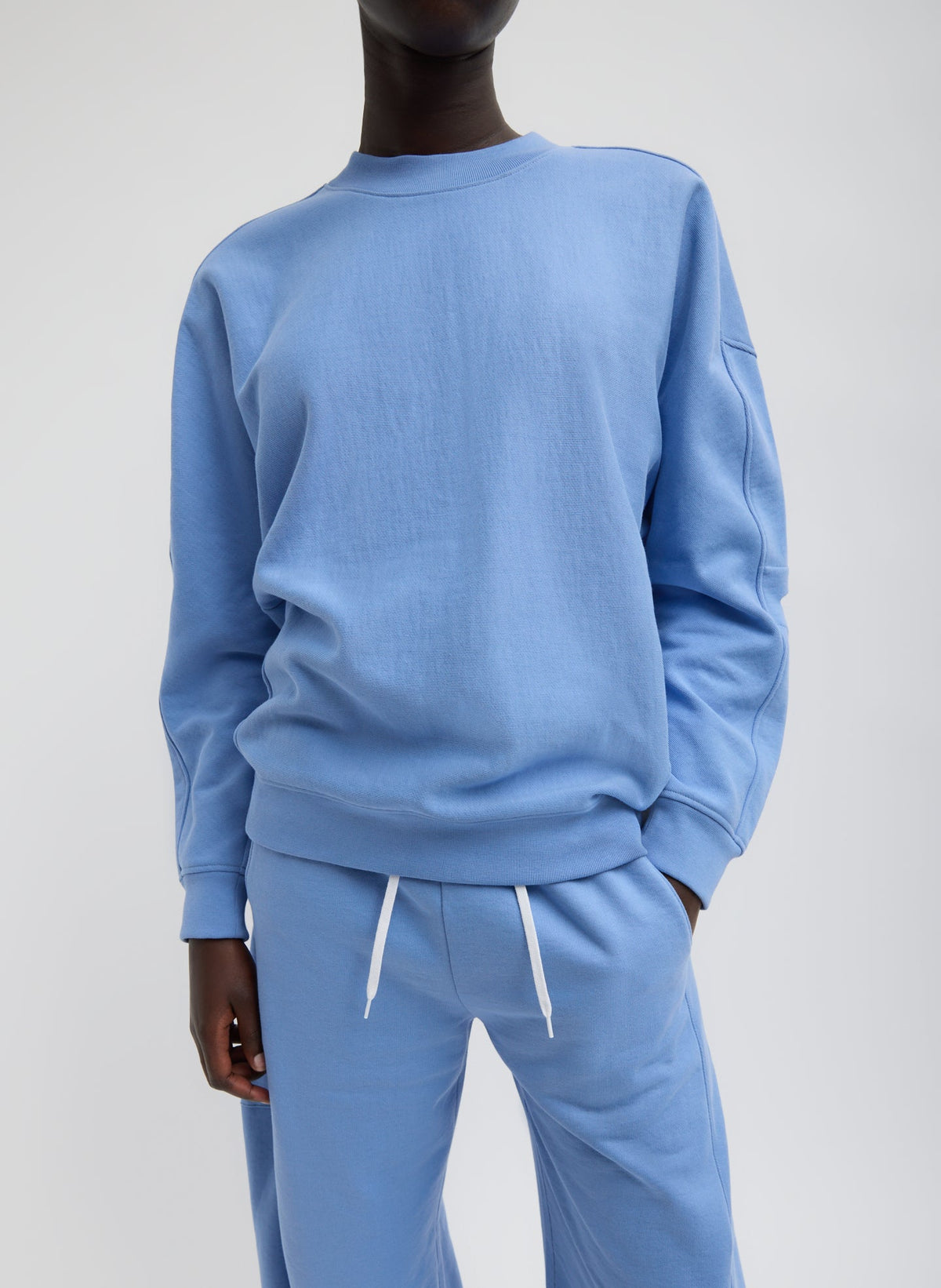 Cocoon Crewneck Sweatshirt Light Blue - Tibi