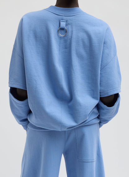 Cocoon Crewneck Sweatshirt Light Blue - Tibi