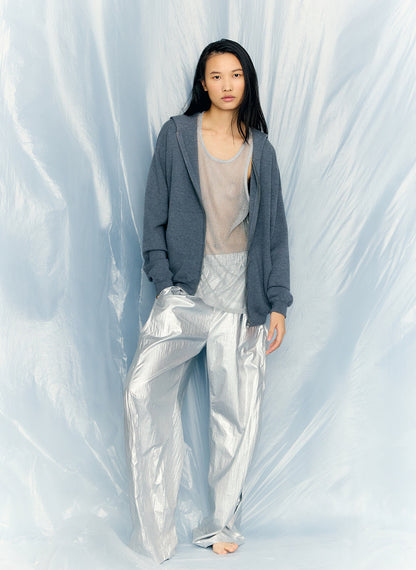 Double Faced Cashmere Hoodie Medium Heather Grey - Tibi