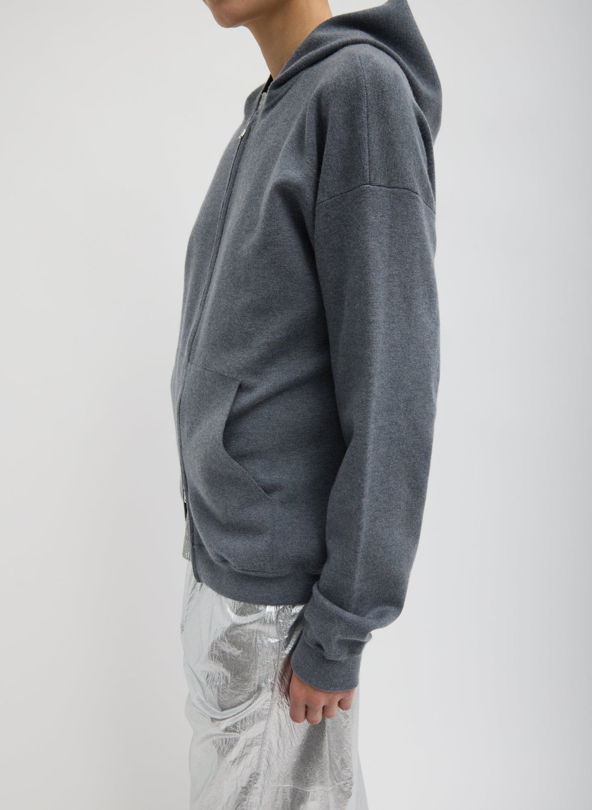 Double Faced Cashmere Hoodie Medium Heather Grey - Tibi