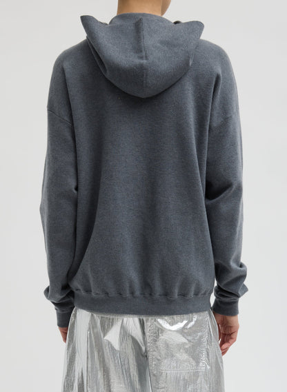 Double Faced Cashmere Hoodie Medium Heather Grey - Tibi
