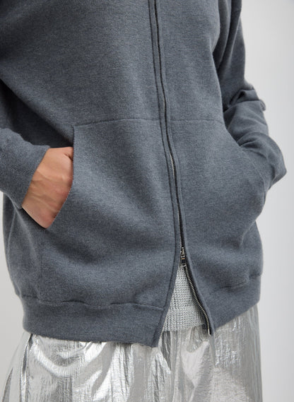 Double Faced Cashmere Hoodie Medium Heather Grey - Tibi