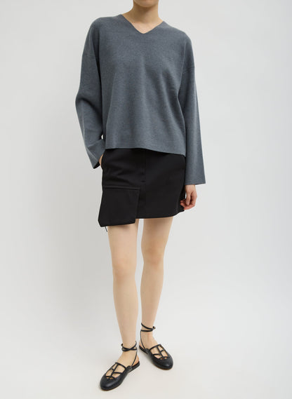 Double Faced Cashmere Oversized Easy Sweater Medium Heather Grey - Tibi