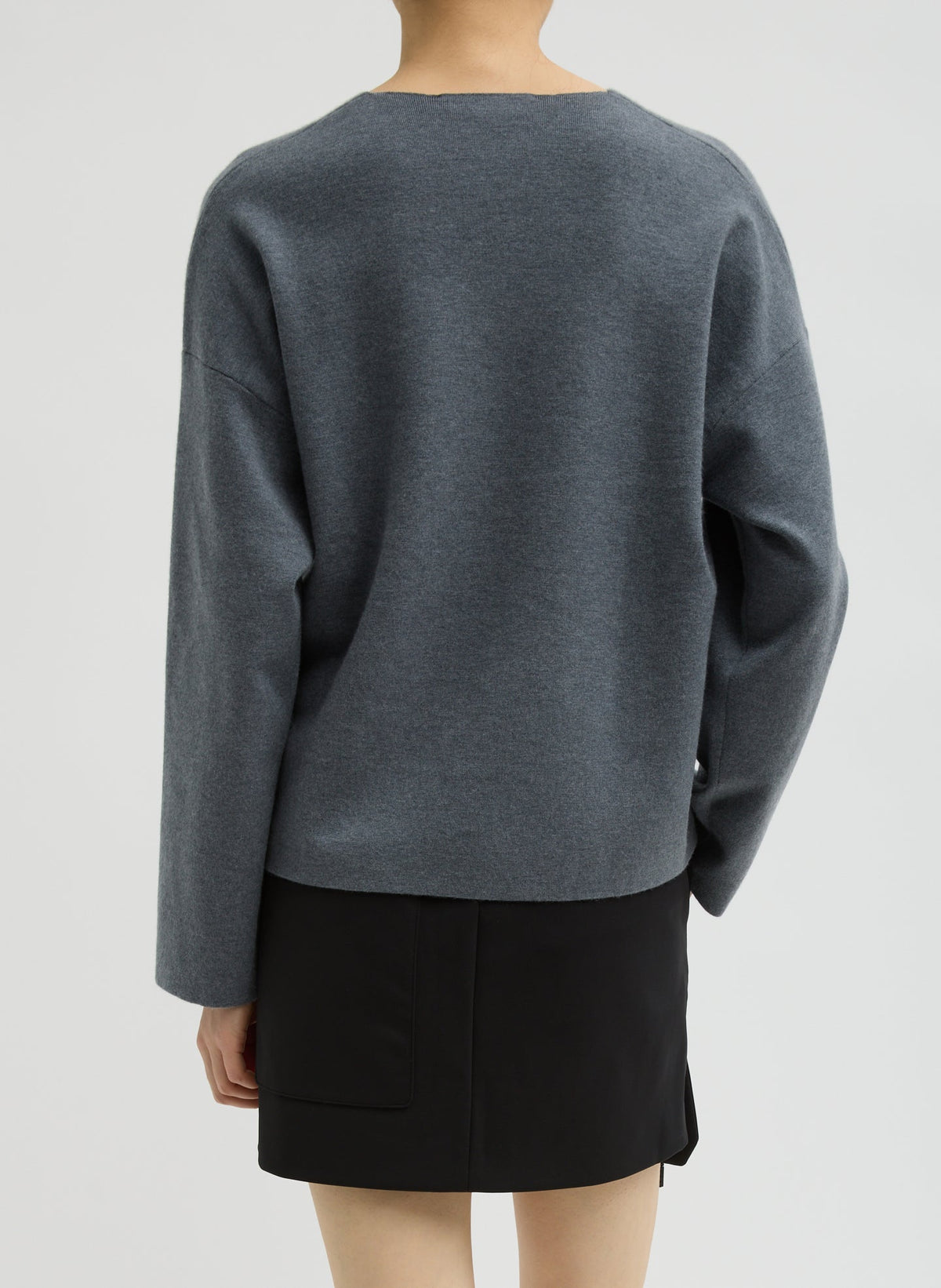 Double Faced Cashmere Oversized Easy Sweater Medium Heather Grey - Tibi