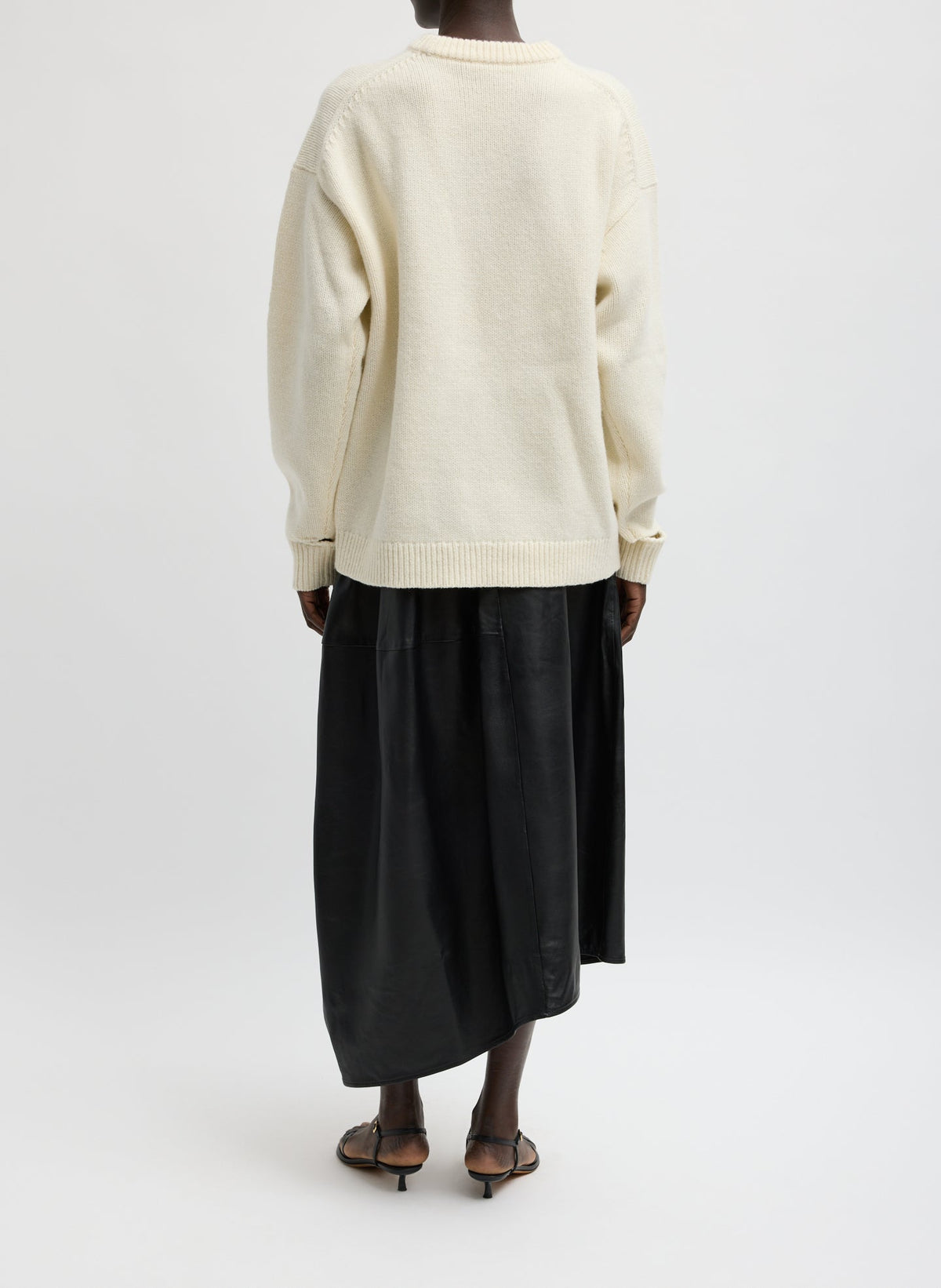 Soft Wool Ski Easy Pullover Crewneck Sweater Ivory Multi - Tibi