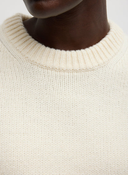Soft Wool Ski Easy Pullover Crewneck Sweater Ivory Multi - Tibi