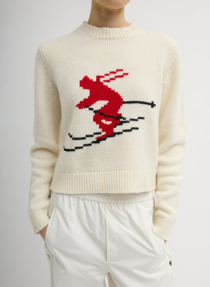 Soft Wool Ski Shrunken Sweater Ivory Multi - Tibi