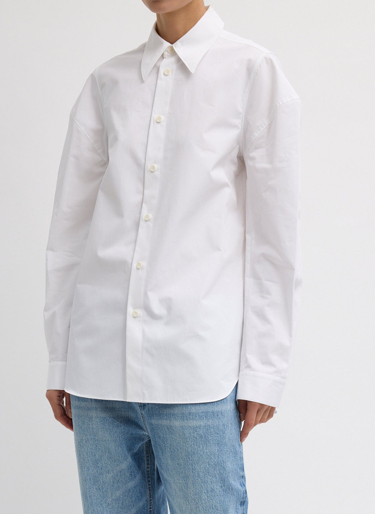 Compact Eco Poplin Hinged Shirt White - Tibi