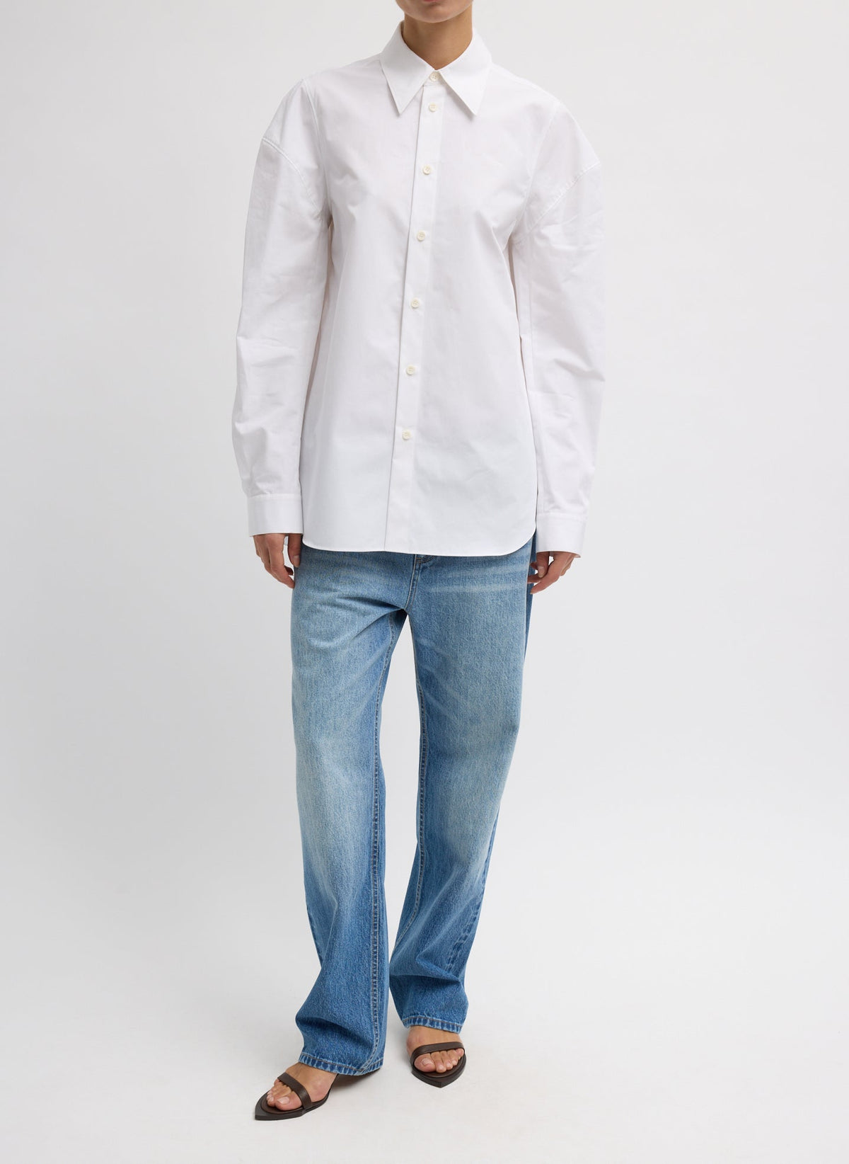 Compact Eco Poplin Hinged Shirt White - Tibi