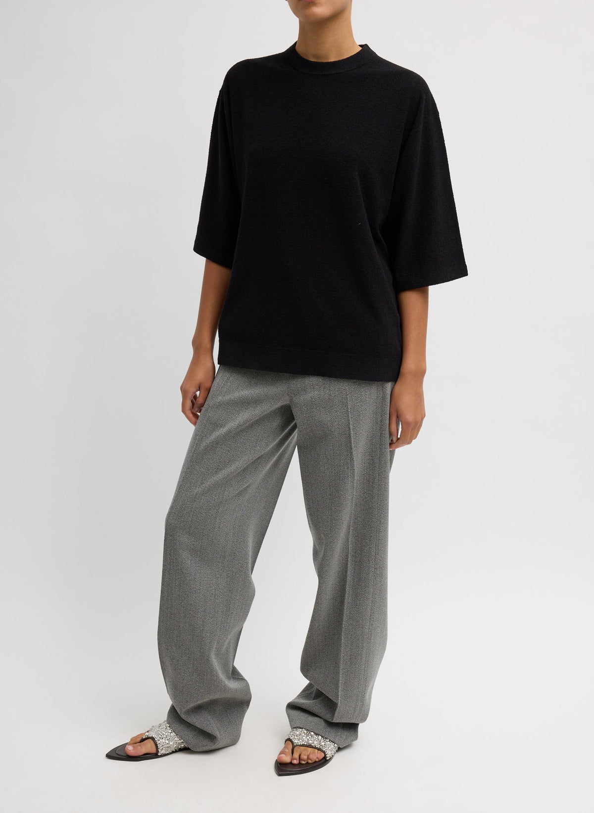 Sable Oversized Easy T-Shirt Black - Tibi