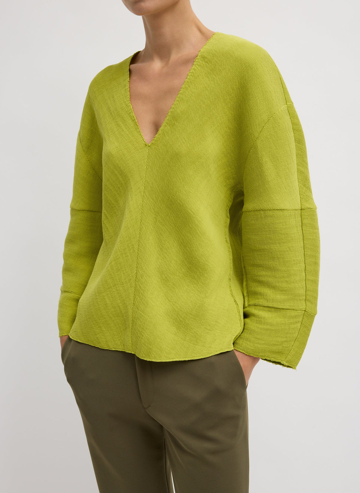 Viscose Plisse Hinged Long Sleeve Top Pea Pod - Tibi