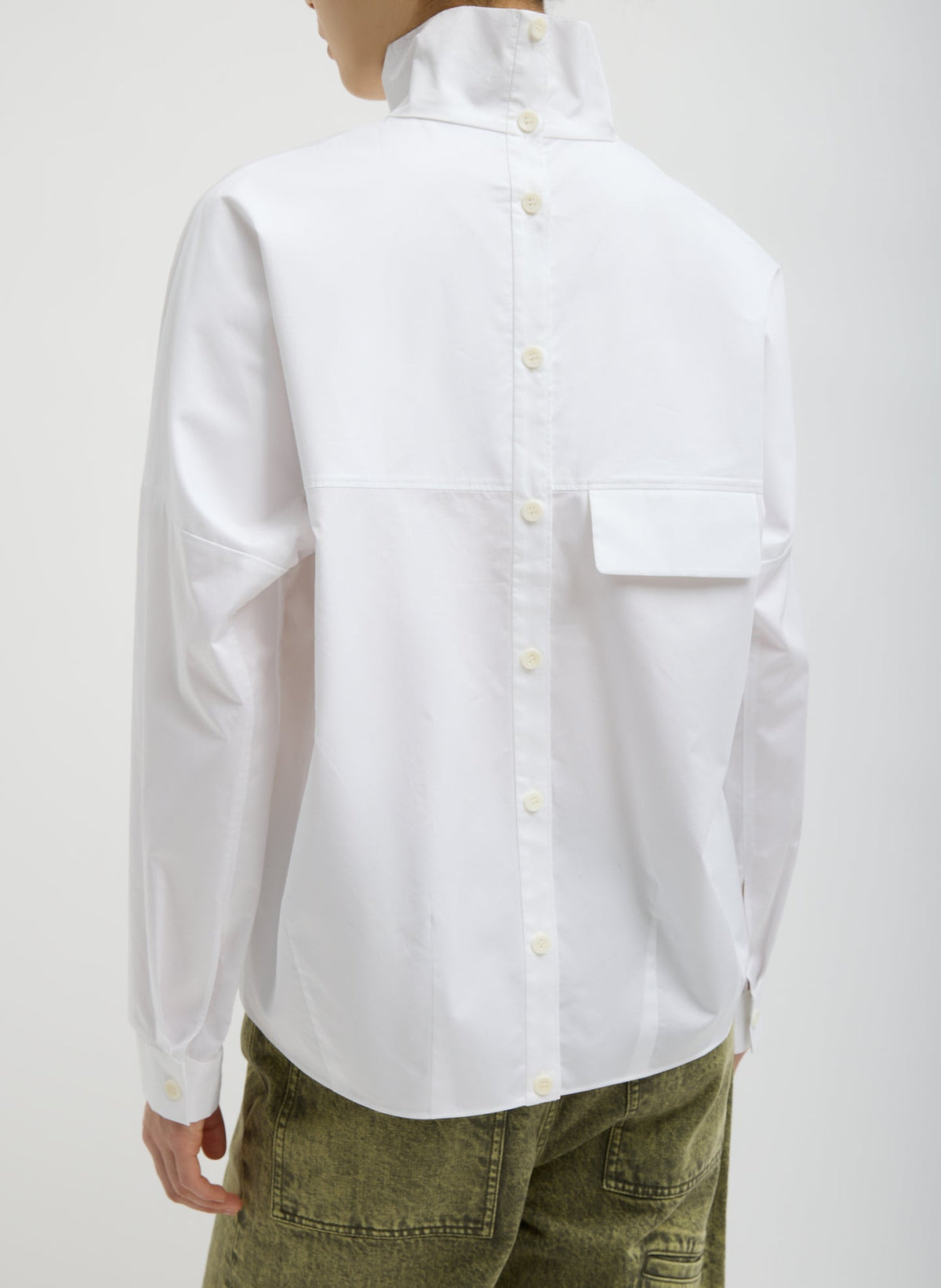 Eco Poplin Funnel Neck Dolman Top White - Tibi