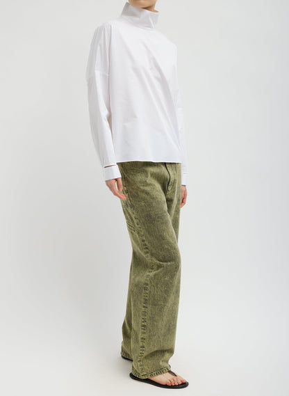 Eco Poplin Funnel Neck Dolman Top White - Tibi