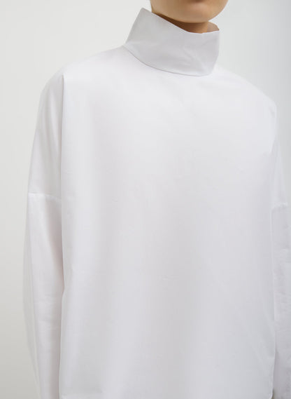 Eco Poplin Funnel Neck Dolman Top White - Tibi