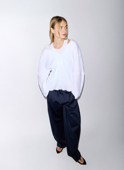 Viscose Plisse Hinged Long Sleeve Top White - Tibi