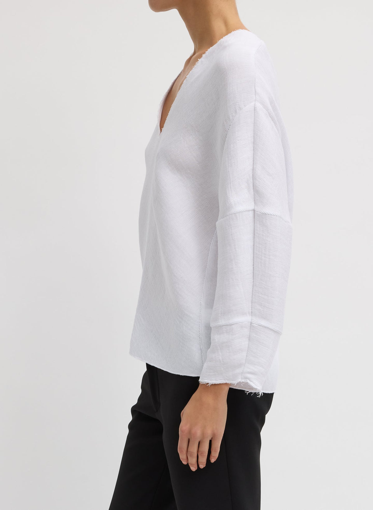 Viscose Plisse Hinged Long Sleeve Top White - Tibi