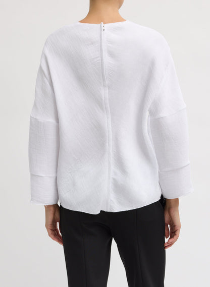 Viscose Plisse Hinged Long Sleeve Top White - Tibi