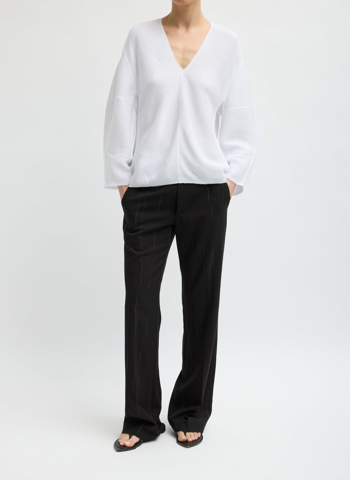 Viscose Plisse Hinged Long Sleeve Top White - Tibi