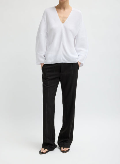 Viscose Plisse Hinged Long Sleeve Top White - Tibi