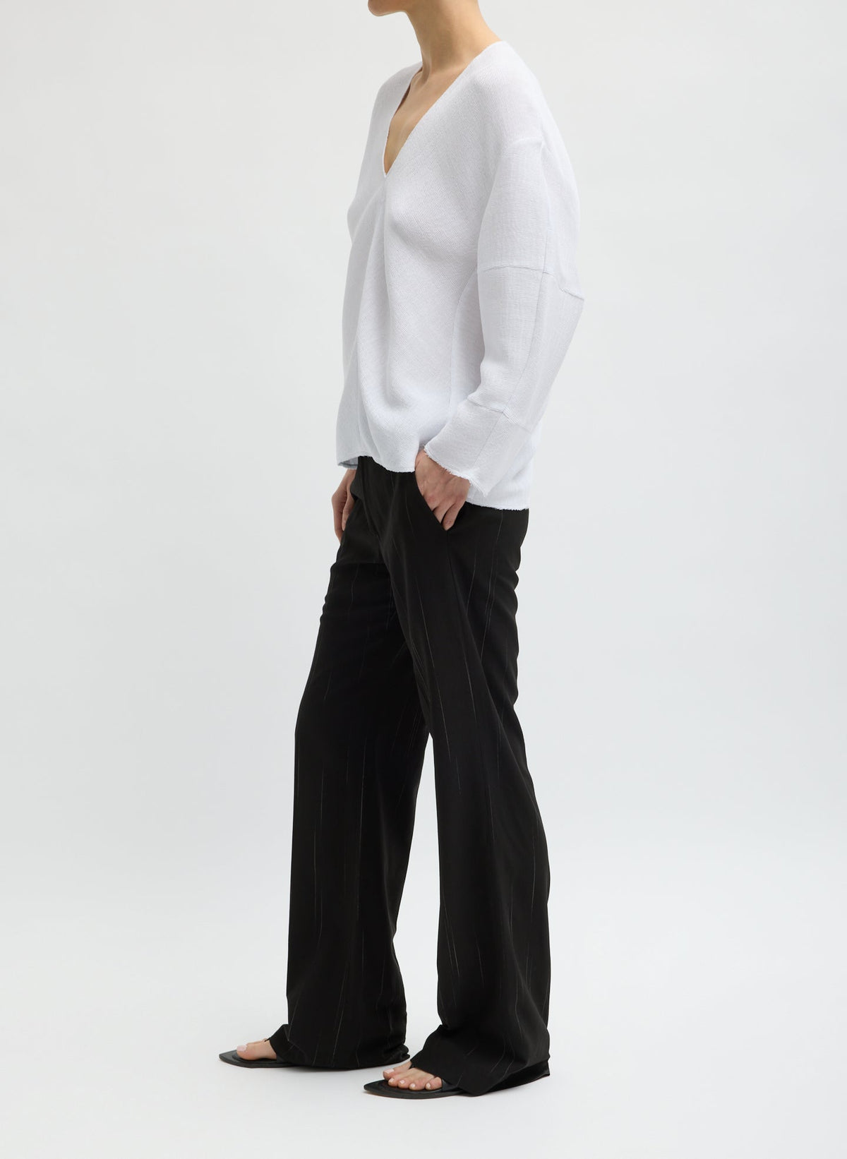 Viscose Plisse Hinged Long Sleeve Top White - Tibi