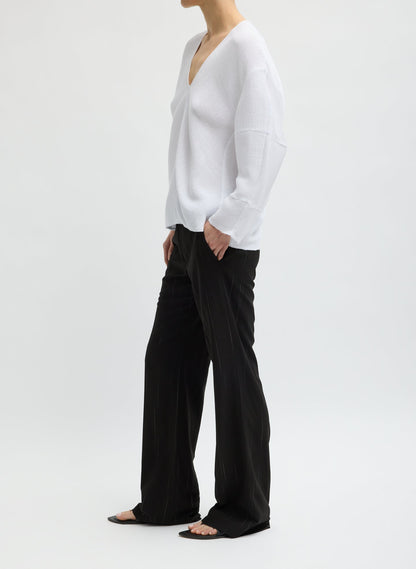 Viscose Plisse Hinged Long Sleeve Top White - Tibi
