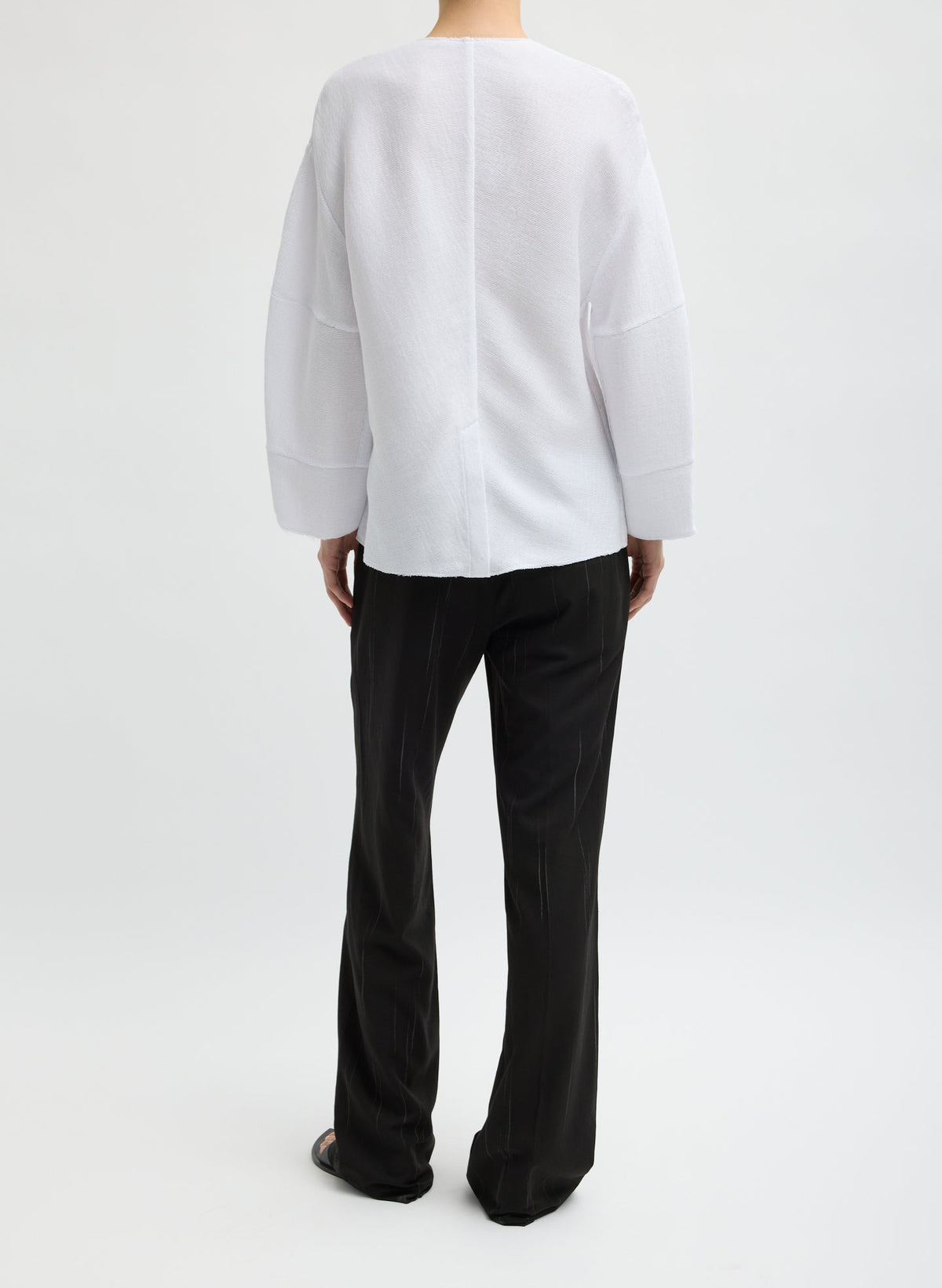 Viscose Plisse Hinged Long Sleeve Top White - Tibi
