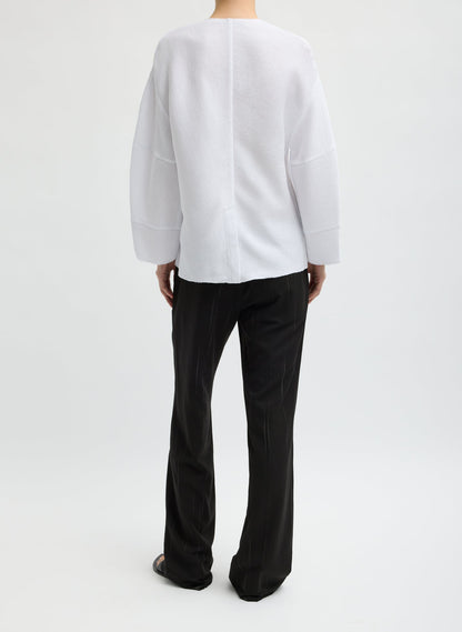 Viscose Plisse Hinged Long Sleeve Top White - Tibi