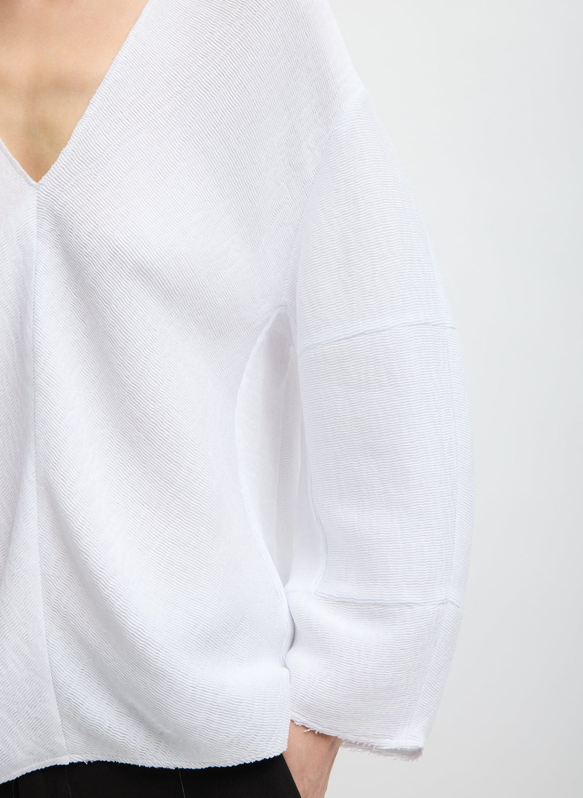 Viscose Plisse Hinged Long Sleeve Top White - Tibi